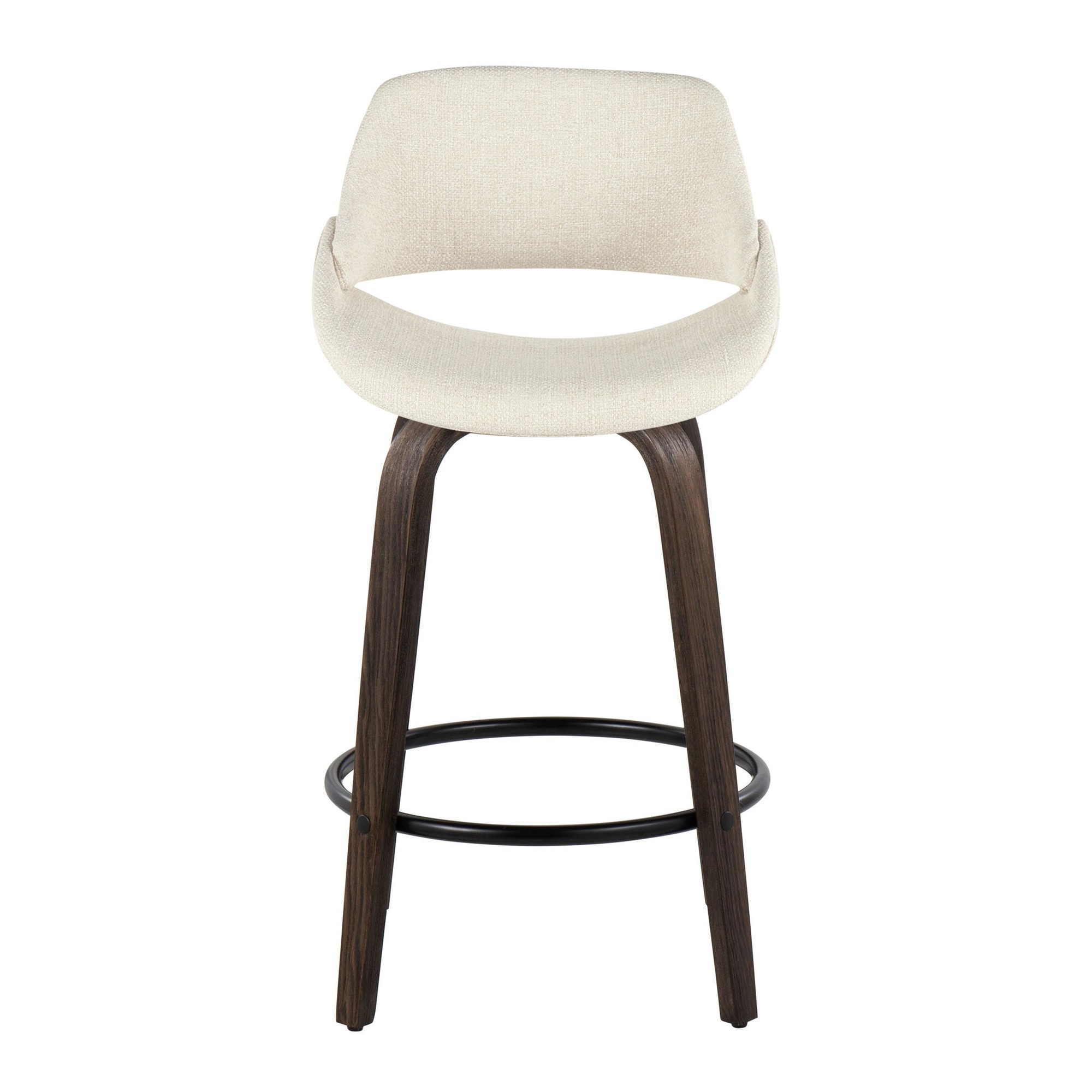 Fabrico 26-Inch Mid-Century Modern Swivel Counter Stools in Walnut and Cream Fabric (Set of 2) (Set of 2) 10 Fabrico 26-Inch Mid-Century Modern Swivel Counter Stools in Walnut and Cream Fabric (Set of 2) (Set of 2) - Image 10