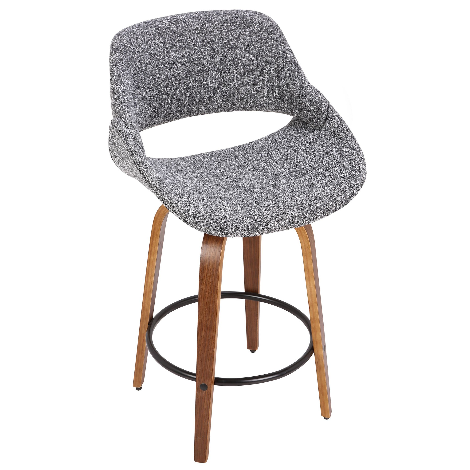 Fabrico 26-Inch Walnut Grey Mid-Century Modern Counter Stool (Set of 2) 8 Fabrico 26-Inch Walnut Grey Mid-Century Modern Counter Stool (Set of 2) - Image 8