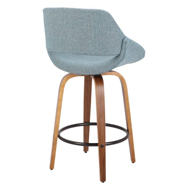 Fabrico 26 Mid Century Modern Blue Counter Stool Set of 3 6