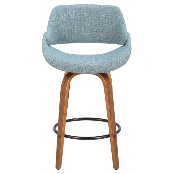 Fabrico 26 Mid Century Modern Blue Counter Stool Set of 3 8