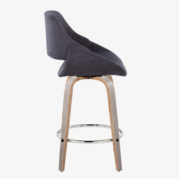 Fabrico 26 Mid Century Modern Swivel Counter Stools Grey Set of 2 4