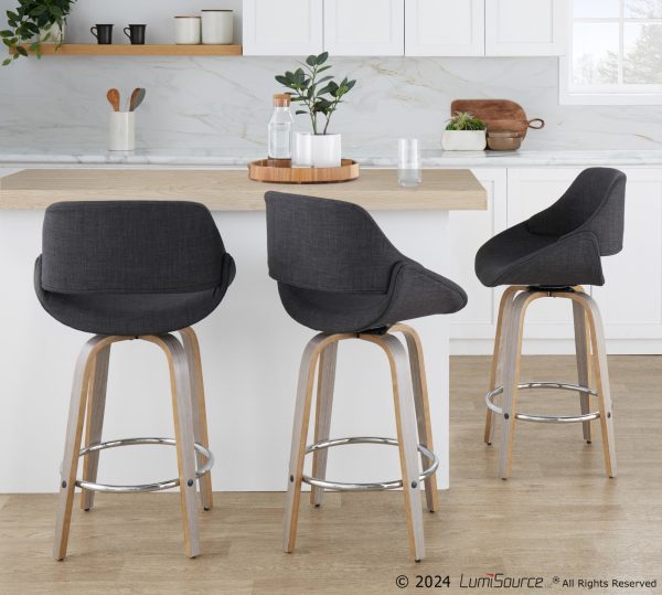 Fabrico 26 Mid Century Modern Swivel Counter Stools Grey Set of 2
