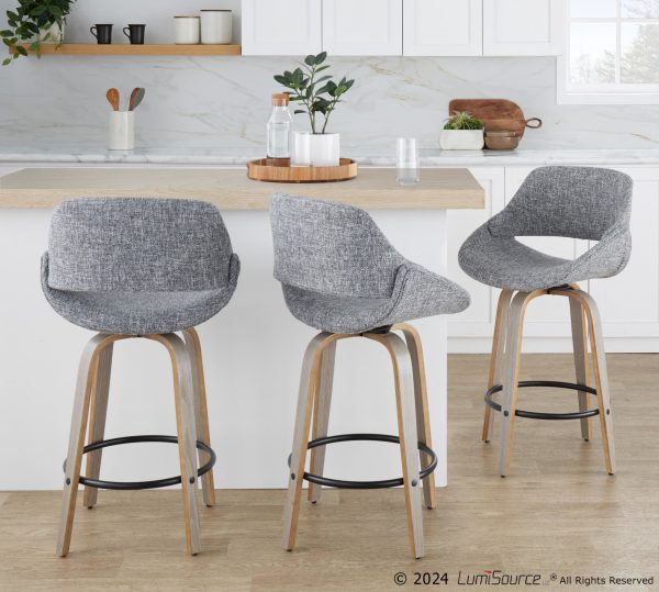 Fabrico 26 Mid Century Modern Swivel Counter Stools Grey Set of 2 Set of 2 1