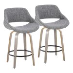 Fabrico 26" Mid-Century Modern Swivel Counter Stools Grey (Set of 2) (Set of 2) 12 Fabrico 26" Mid-Century Modern Swivel Counter Stools Grey (Set of 2) (Set of 2)