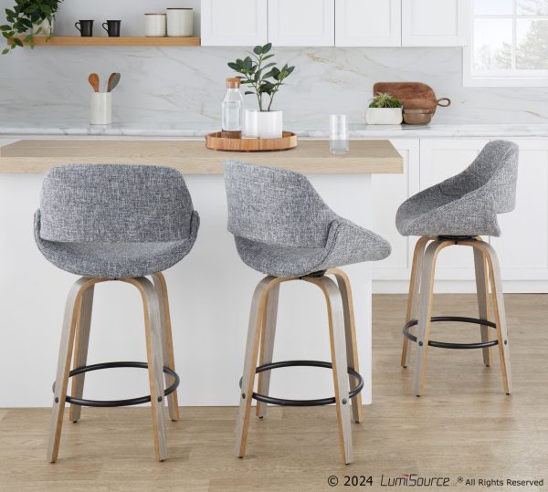 Fabrico 26 Mid Century Modern Swivel Counter Stools Grey Set of 2 Set of 2