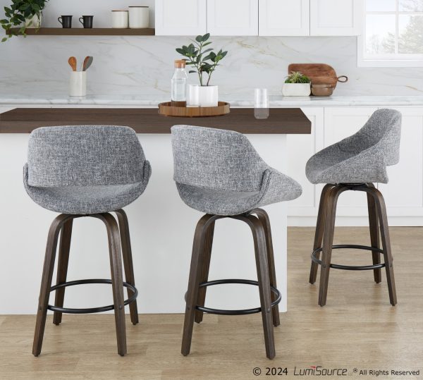 Fabrico 26in Mid Century Modern Swivel Counter Stools Set of 2 Set of 2