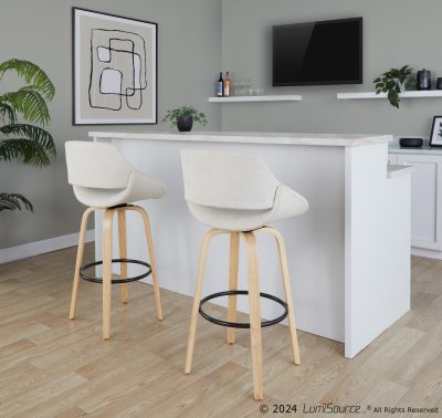 Fabrico 30 Cream Swivel Barstools Modern (Set of 2)