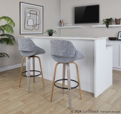Fabrico 30-Inch Grey Swivel Contemporary Barstools (Set of 2)