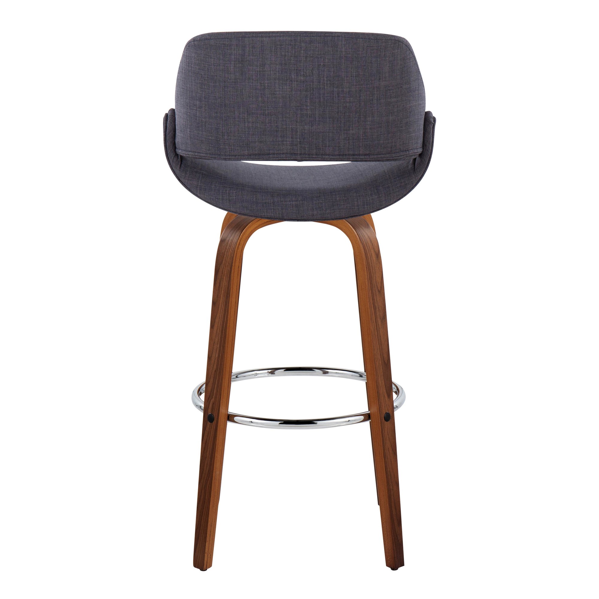 Fabrico 30-Inch Mid-Century Modern Swivel Barstool in Walnut and Charcoal Fabric (Set of 2) (Set of 2) 7 Fabrico 30-Inch Mid-Century Modern Swivel Barstool in Walnut and Charcoal Fabric (Set of 2) (Set of 2) - Image 7