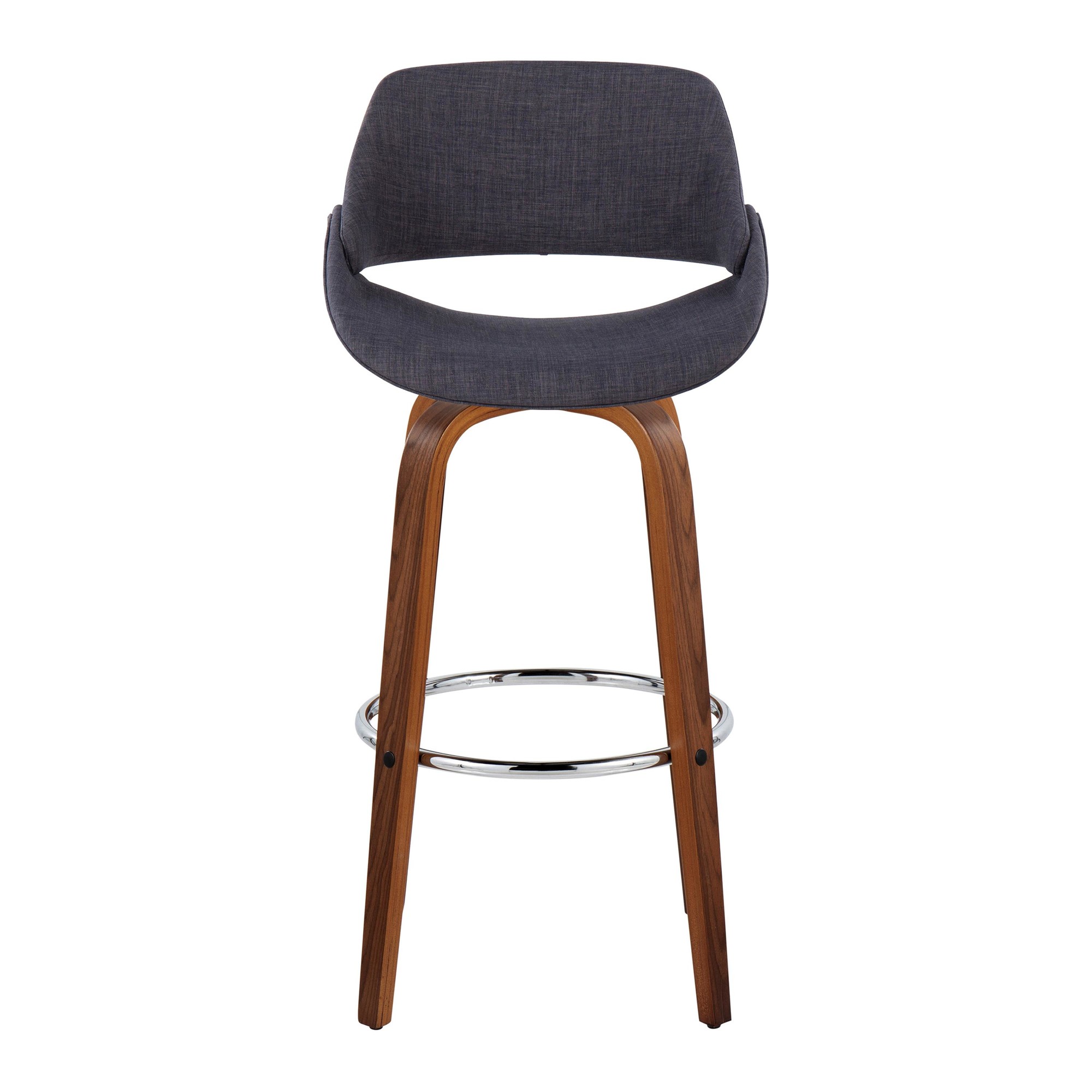Fabrico 30-Inch Mid-Century Modern Swivel Barstool in Walnut and Charcoal Fabric (Set of 2) (Set of 2) 8 Fabrico 30-Inch Mid-Century Modern Swivel Barstool in Walnut and Charcoal Fabric (Set of 2) (Set of 2) - Image 8