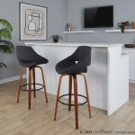 Fabrico 30-Inch Mid-Century Modern Swivel Barstools in Walnut and Charcoal Fabric (Set of 2) (Set of 2) 11 Fabrico 30-Inch Mid-Century Modern Swivel Barstools in Walnut and Charcoal Fabric (Set of 2) (Set of 2)