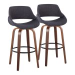 Fabrico 30-Inch Mid-Century Modern Swivel Barstools in Walnut and Charcoal Fabric (Set of 2) (Set of 2) 12 Fabrico 30-Inch Mid-Century Modern Swivel Barstools in Walnut and Charcoal Fabric (Set of 2) (Set of 2)