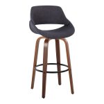Fabrico 30-Inch Mid-Century Modern Swivel Barstools in Walnut and Charcoal Fabric (Set of 2) (Set of 2) 13 Fabrico 30-Inch Mid-Century Modern Swivel Barstools in Walnut and Charcoal Fabric (Set of 2) (Set of 2)