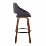 Fabrico 30-Inch Mid-Century Modern Swivel Barstools in Walnut and Charcoal Fabric (Set of 2) (Set of 2) 14 Fabrico 30-Inch Mid-Century Modern Swivel Barstools in Walnut and Charcoal Fabric (Set of 2) (Set of 2)