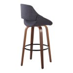 Fabrico 30-Inch Mid-Century Modern Swivel Barstools in Walnut and Charcoal Fabric (Set of 2) (Set of 2) 15 Fabrico 30-Inch Mid-Century Modern Swivel Barstools in Walnut and Charcoal Fabric (Set of 2) (Set of 2)