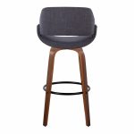 Fabrico 30-Inch Mid-Century Modern Swivel Barstools in Walnut and Charcoal Fabric (Set of 2) (Set of 2) 16 Fabrico 30-Inch Mid-Century Modern Swivel Barstools in Walnut and Charcoal Fabric (Set of 2) (Set of 2)