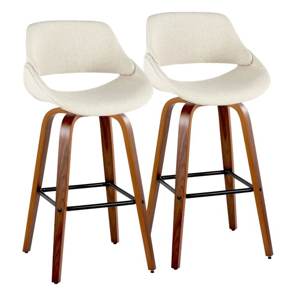 Fabrico 30 Mid Century Barstool with Swivel in Walnut Set of 2 Set of 2 2