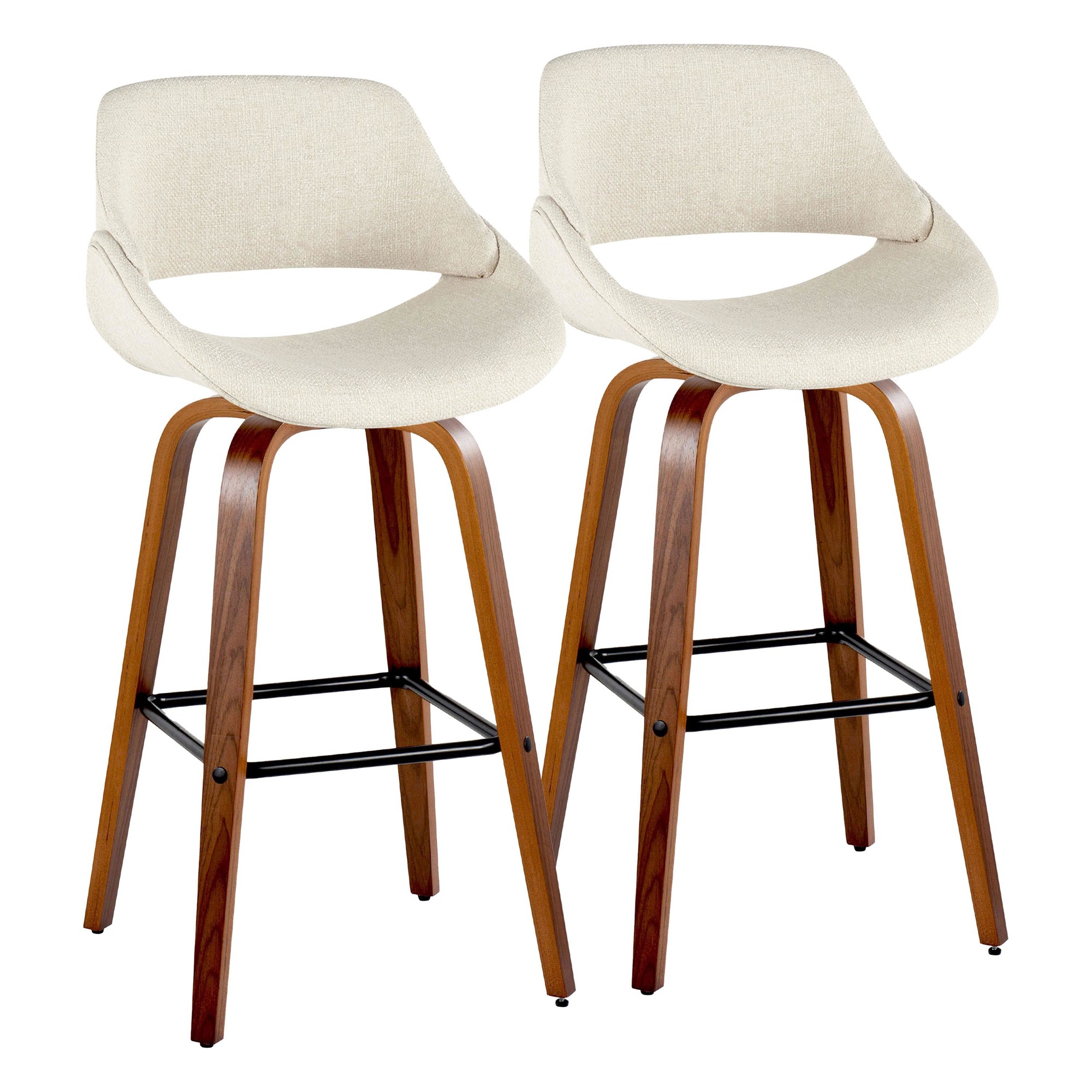 Fabrico 30" Mid-Century Barstool with Swivel in Walnut (Set of 2) (Set of 2) 3 Fabrico 30" Mid-Century Barstool with Swivel in Walnut (Set of 2) (Set of 2) - Image 3