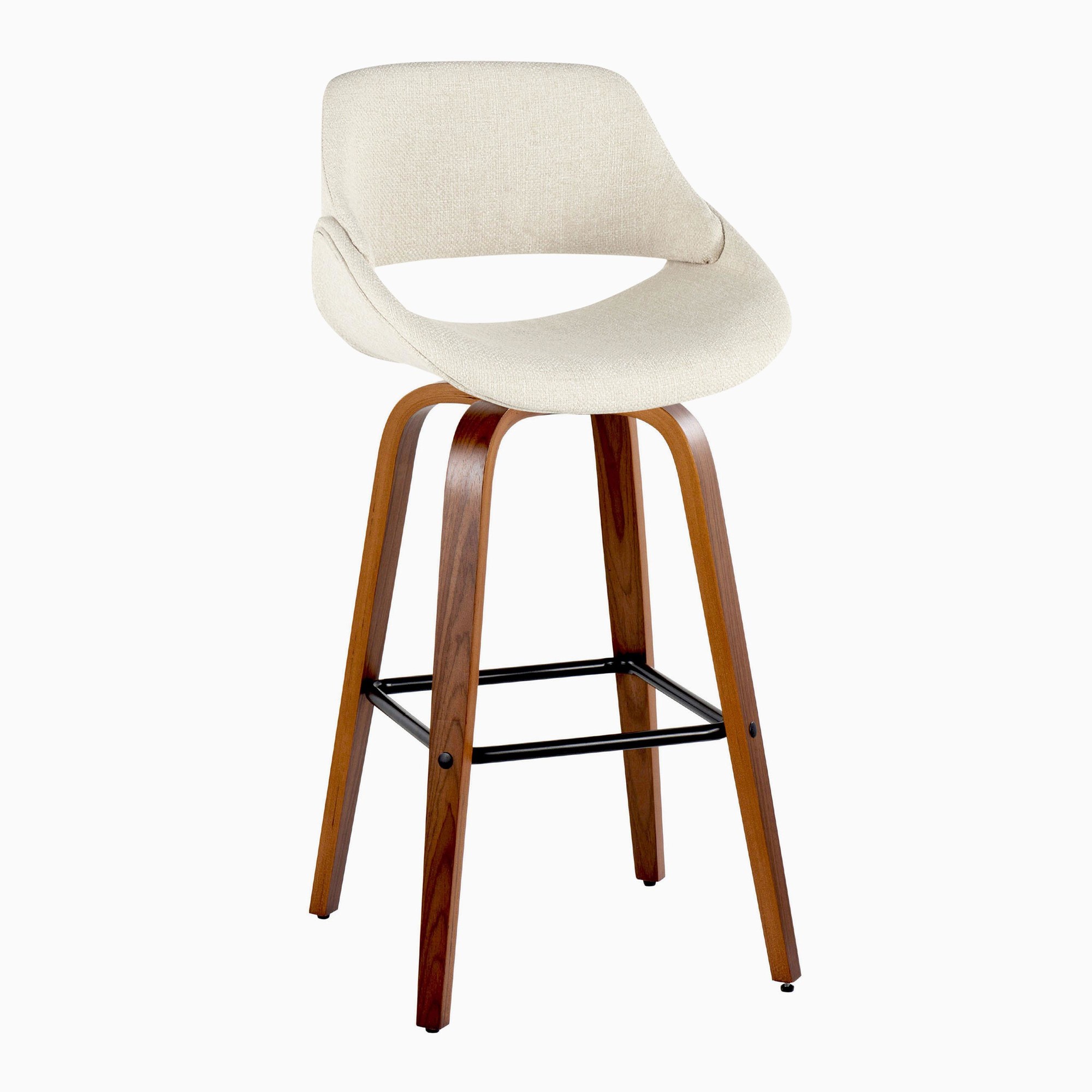 Fabrico 30" Mid-Century Barstool with Swivel in Walnut (Set of 2) (Set of 2) 4 Fabrico 30" Mid-Century Barstool with Swivel in Walnut (Set of 2) (Set of 2) - Image 4