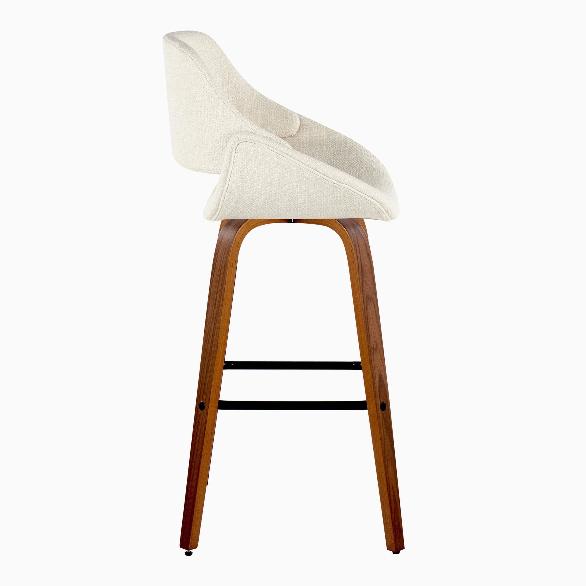 Fabrico 30" Mid-Century Barstool with Swivel in Walnut (Set of 2) (Set of 2) 5 Fabrico 30" Mid-Century Barstool with Swivel in Walnut (Set of 2) (Set of 2) - Image 5