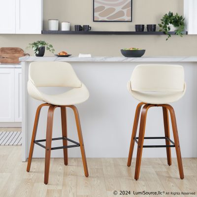 Fabrico 30 Mid-Century Cream Swivel Barstools (Set of 2)