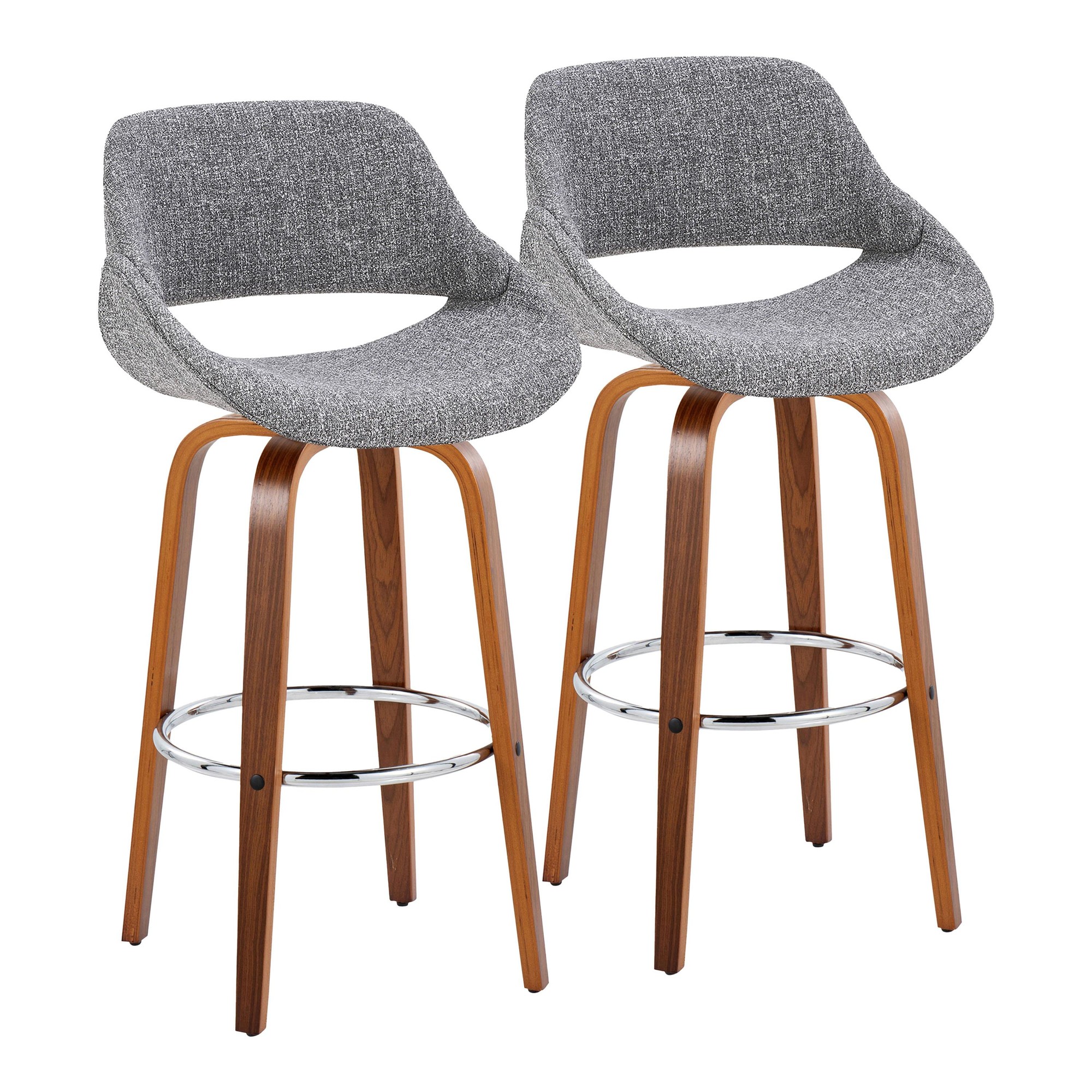 Fabrico 30 Mid-Century Grey Swivel Barstool (Set of 2) 3 Fabrico 30 Mid-Century Grey Swivel Barstool (Set of 2) - Image 3