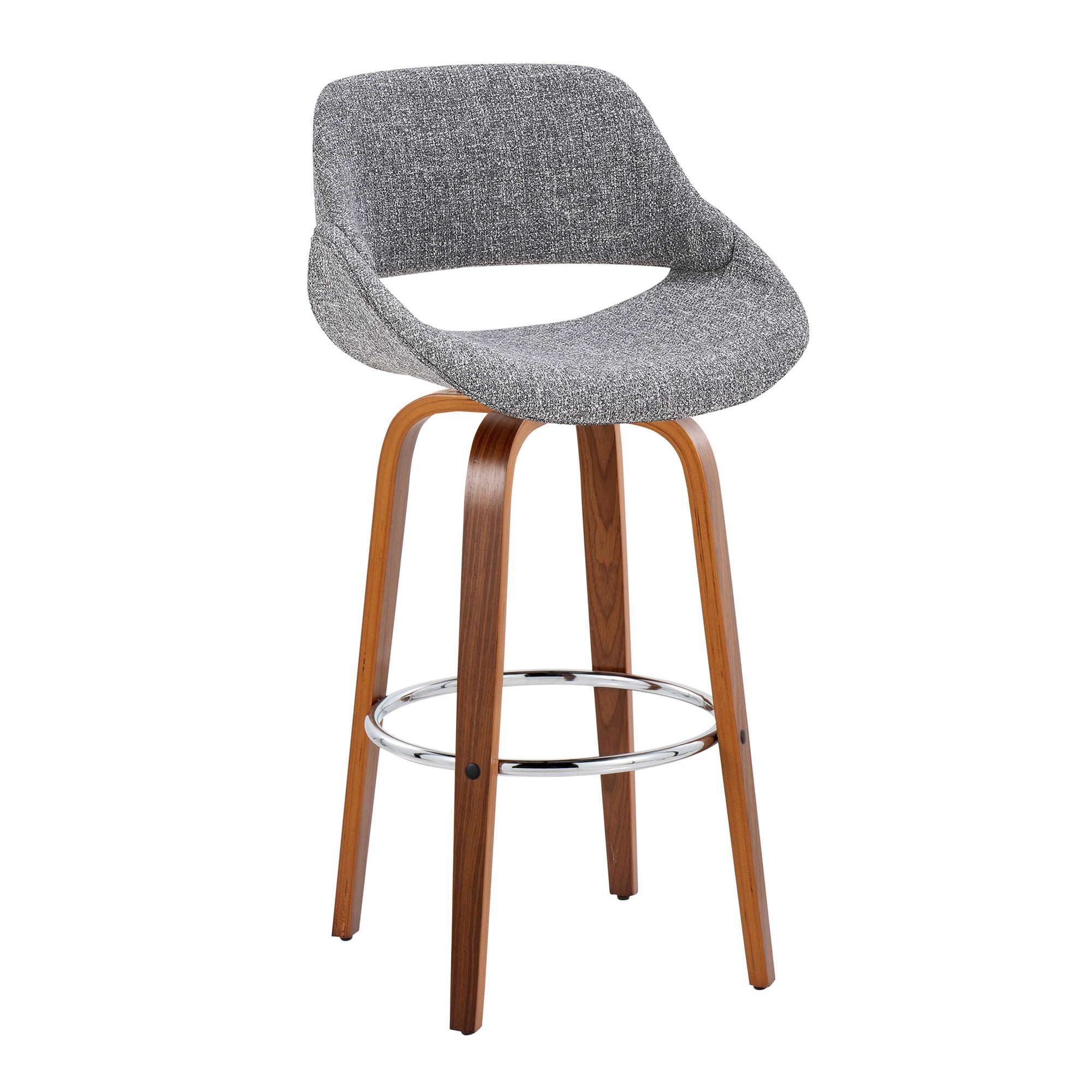 Fabrico 30 Mid-Century Grey Swivel Barstool (Set of 2) 4 Fabrico 30 Mid-Century Grey Swivel Barstool (Set of 2) - Image 4