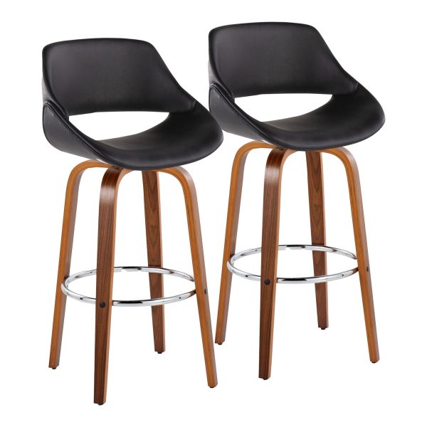 Fabrico 30 Mid Century Modern Black Swivel Barstools Set of 2 2