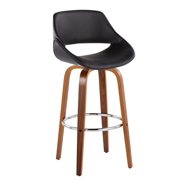Fabrico 30 Mid Century Modern Black Swivel Barstools Set of 2 3