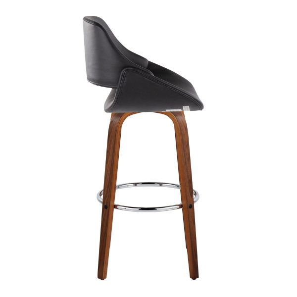 Fabrico 30 Mid Century Modern Black Swivel Barstools Set of 2 4