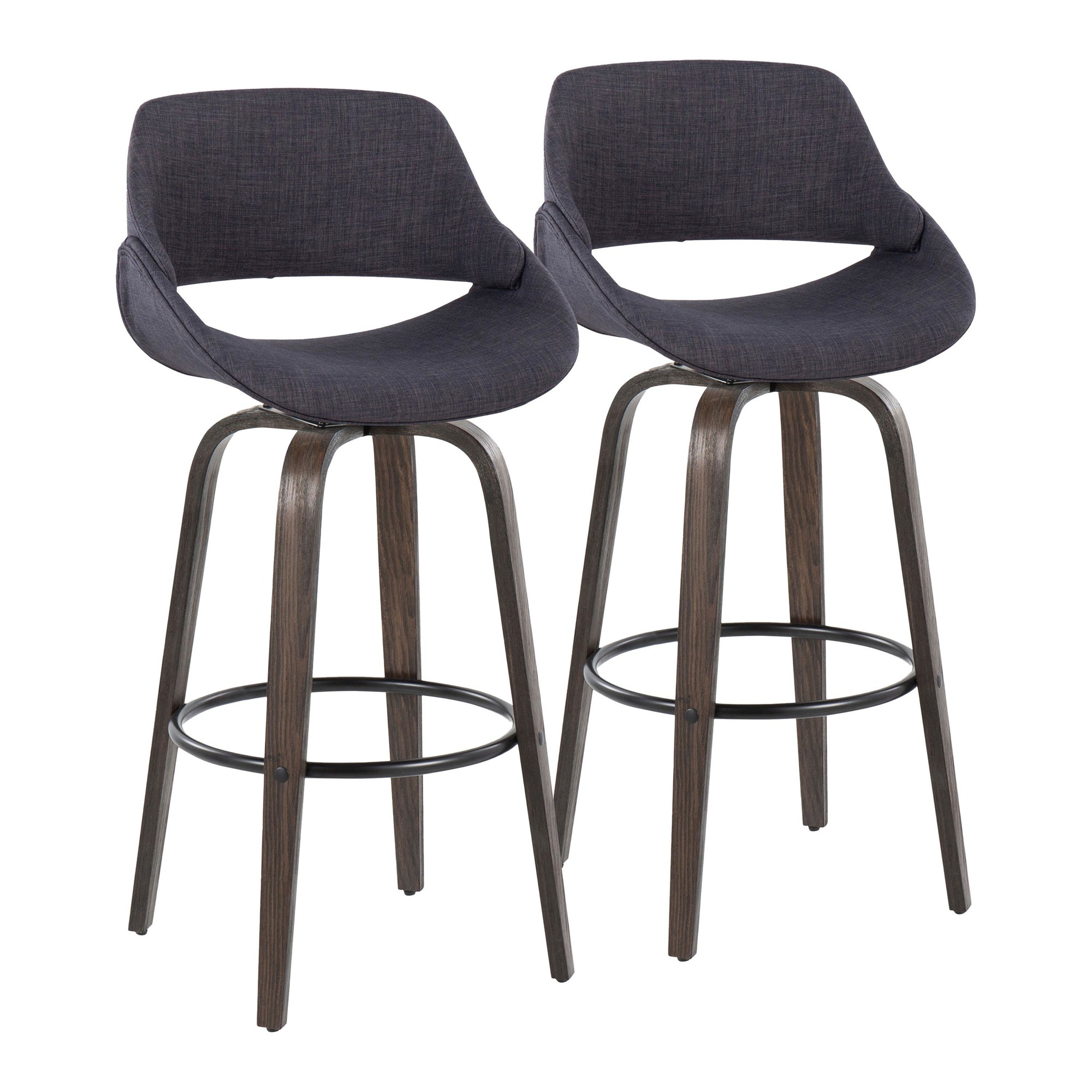 Fabrico 30 Mid-Century Modern Charcoal Barstools (Set of 2) 3 Fabrico 30 Mid-Century Modern Charcoal Barstools (Set of 2) - Image 3