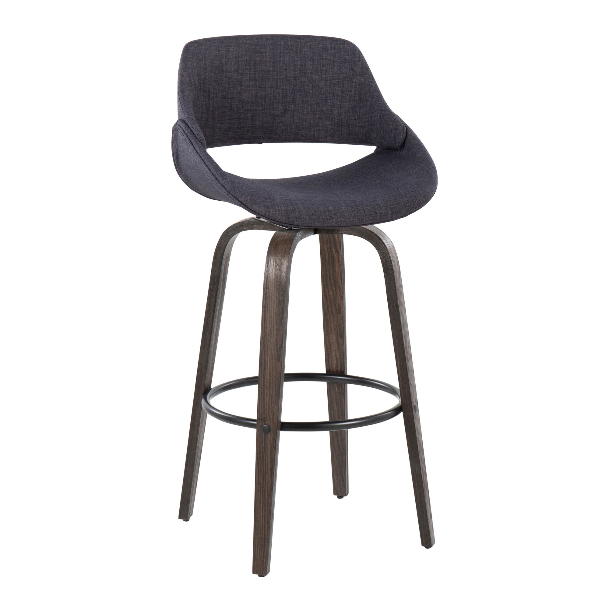 Fabrico 30 Mid-Century Modern Charcoal Barstools (Set of 2) 4 Fabrico 30 Mid-Century Modern Charcoal Barstools (Set of 2) - Image 4