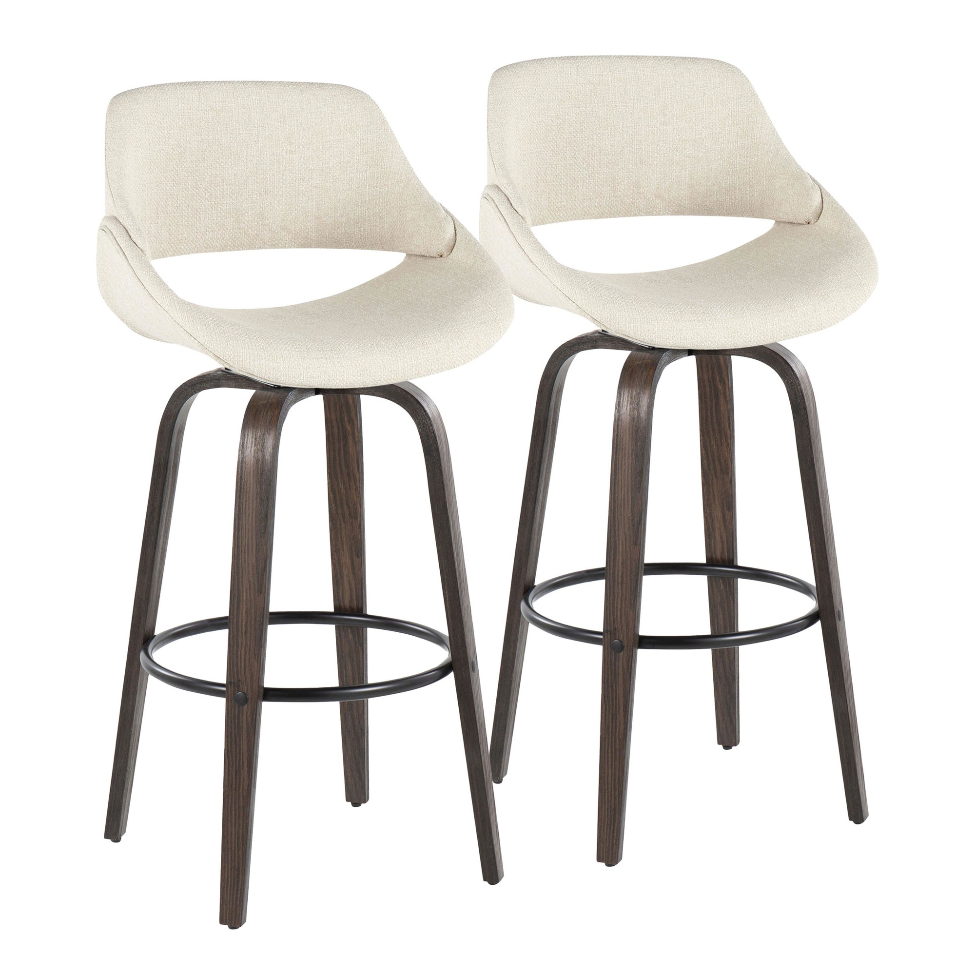 Fabrico 30" Mid-Century Modern Swivel Barstool in Walnut (Set of 2) (Set of 2) 3 Fabrico 30" Mid-Century Modern Swivel Barstool in Walnut (Set of 2) (Set of 2) - Image 3