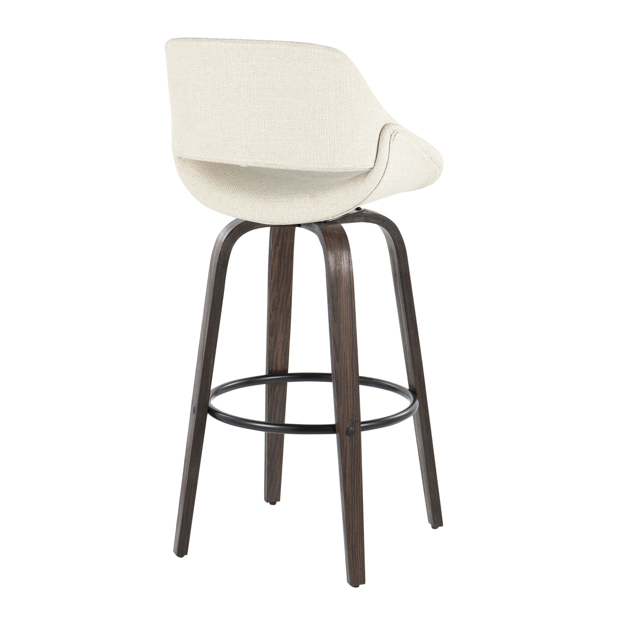 Fabrico 30" Mid-Century Modern Swivel Barstool in Walnut (Set of 2) (Set of 2) 6 Fabrico 30" Mid-Century Modern Swivel Barstool in Walnut (Set of 2) (Set of 2) - Image 6