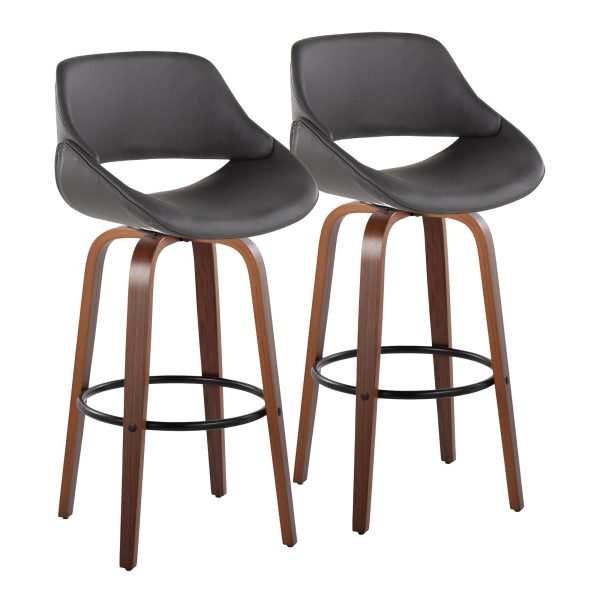 Fabrico 30 Mid Century Swivel Bar Stools in Grey Set of 2 Set of 2 2