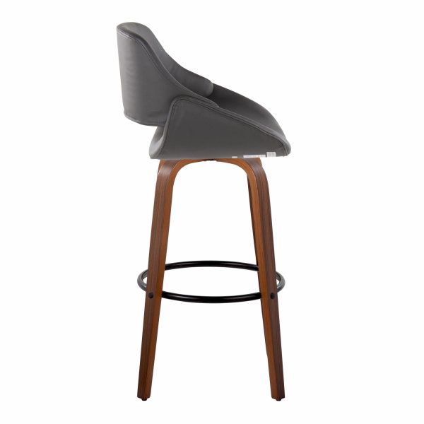Fabrico 30 Mid Century Swivel Bar Stools in Grey Set of 2 Set of 2 4