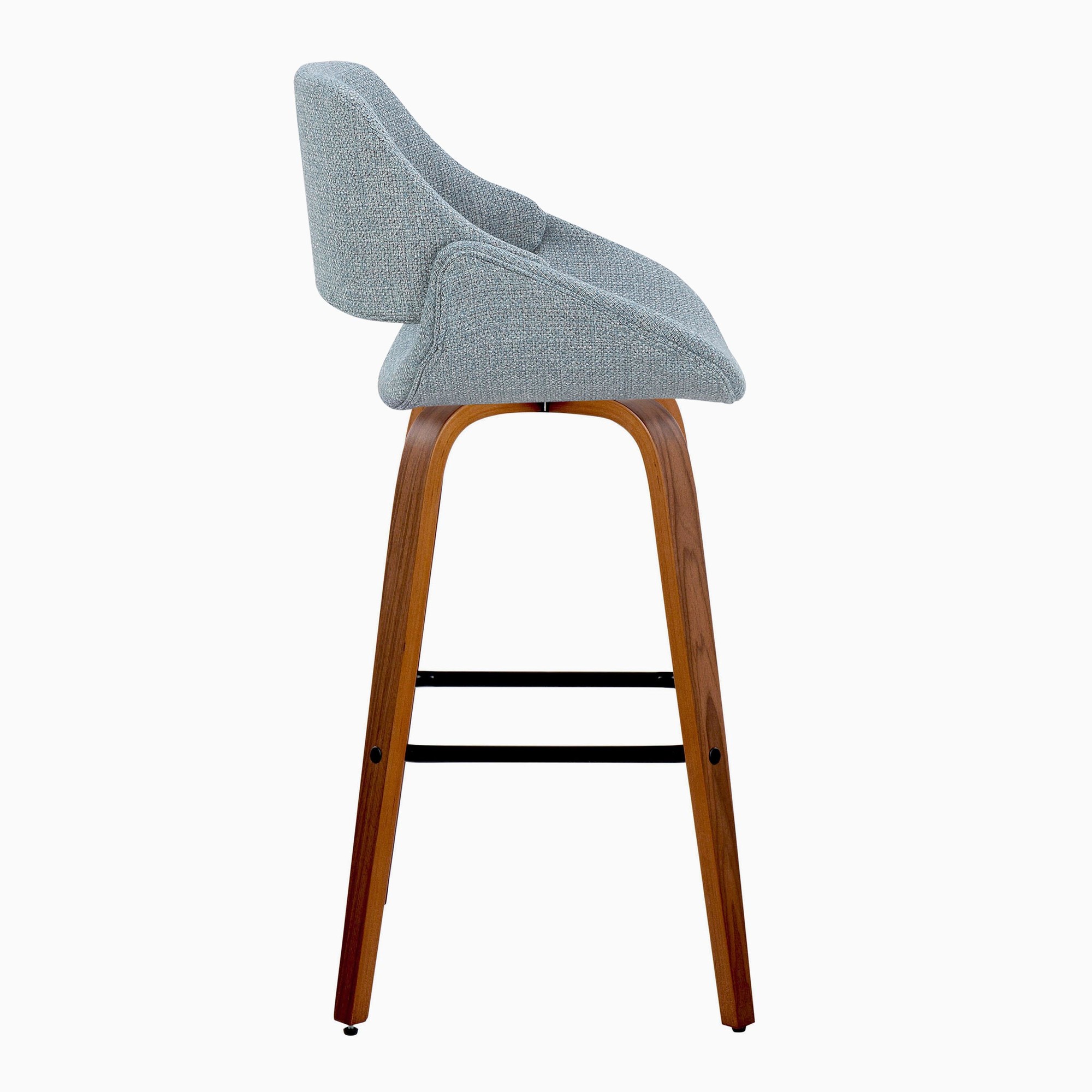 Fabrico 30" Mid-Century Swivel Barstool Walnut Blue (Set of 2) (Set of 2) 5 Fabrico 30" Mid-Century Swivel Barstool Walnut Blue (Set of 2) (Set of 2) - Image 5