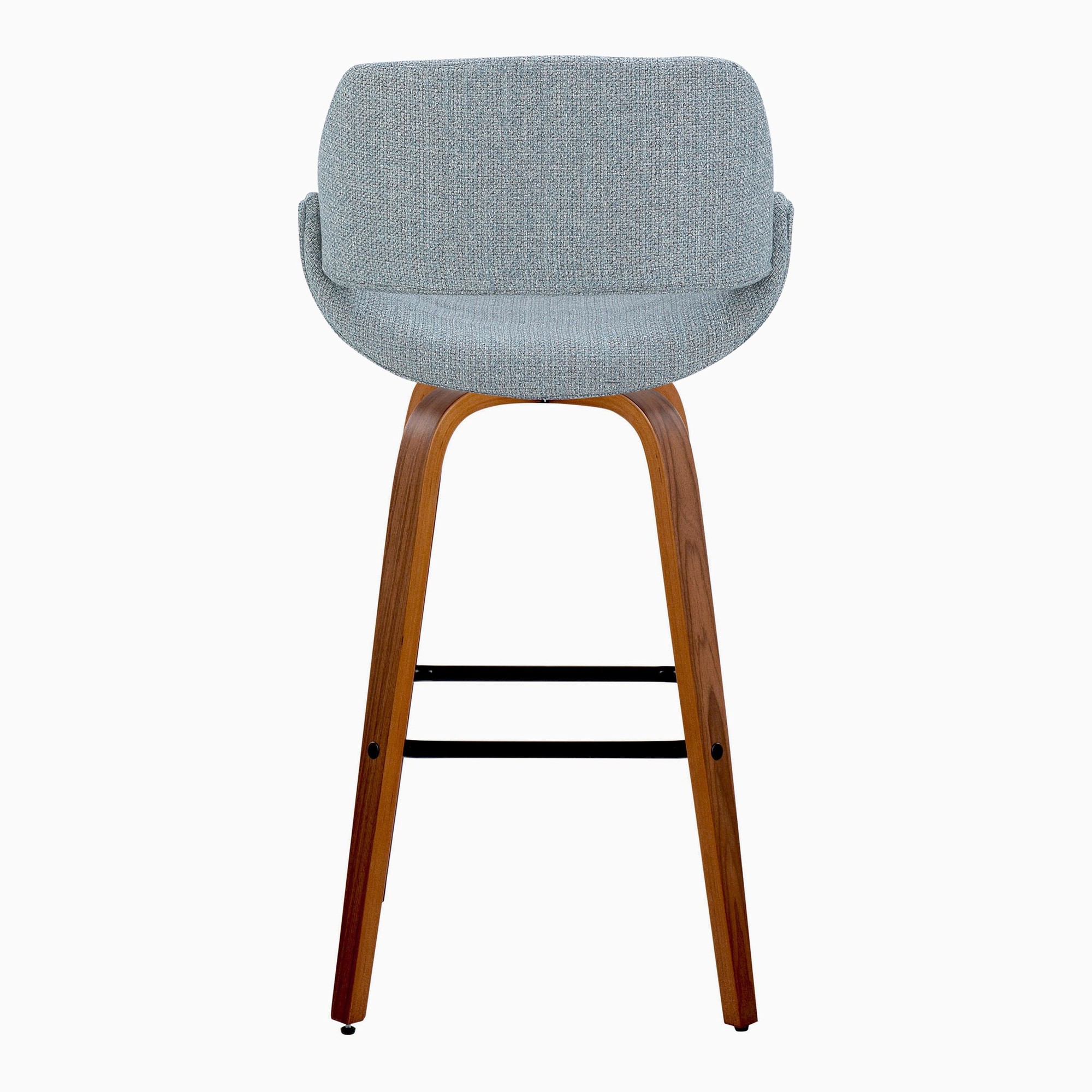 Fabrico 30" Mid-Century Swivel Barstool Walnut Blue (Set of 2) (Set of 2) 7 Fabrico 30" Mid-Century Swivel Barstool Walnut Blue (Set of 2) (Set of 2) - Image 7