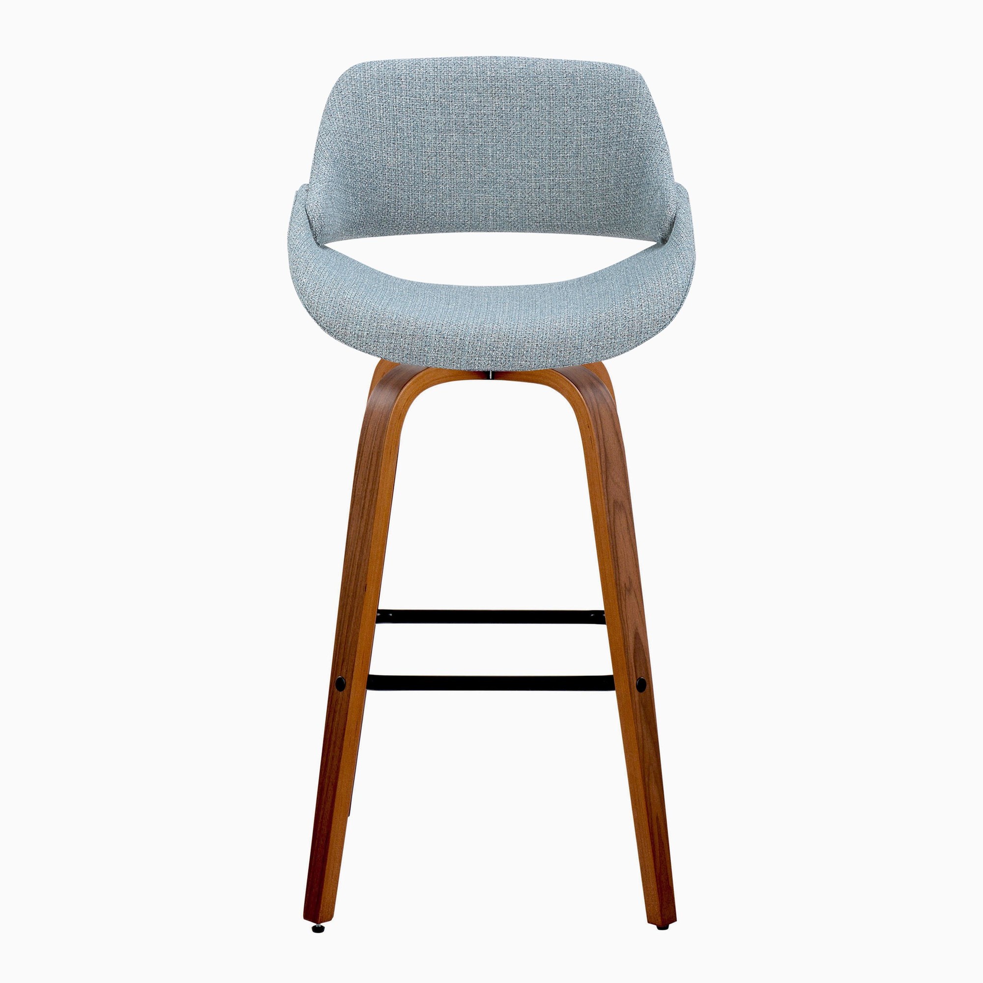 Fabrico 30" Mid-Century Swivel Barstool Walnut Blue (Set of 2) (Set of 2) 8 Fabrico 30" Mid-Century Swivel Barstool Walnut Blue (Set of 2) (Set of 2) - Image 8