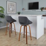 Fabrico 30" Mid-Century Swivel Barstools Walnut and Grey (Set of 2) (Set of 2) 10 Fabrico 30" Mid-Century Swivel Barstools Walnut and Grey (Set of 2) (Set of 2)