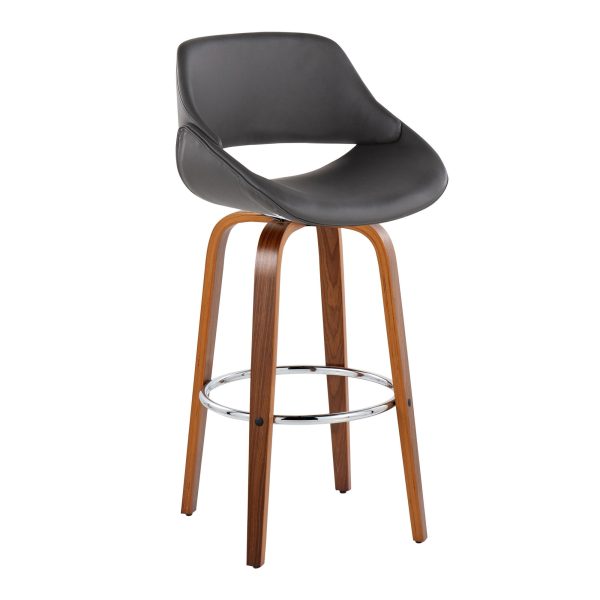 Fabrico 30 Mid Century Swivel Barstools Walnut and Grey Set of 2 Set of 2 3
