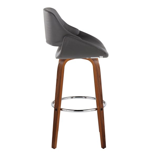 Fabrico 30 Mid Century Swivel Barstools Walnut and Grey Set of 2 Set of 2 4