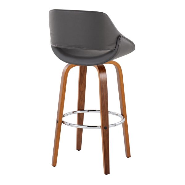 Fabrico 30 Mid Century Swivel Barstools Walnut and Grey Set of 2 Set of 2 5