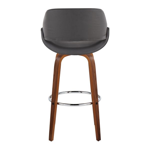 Fabrico 30 Mid Century Swivel Barstools Walnut and Grey Set of 2 Set of 2 6