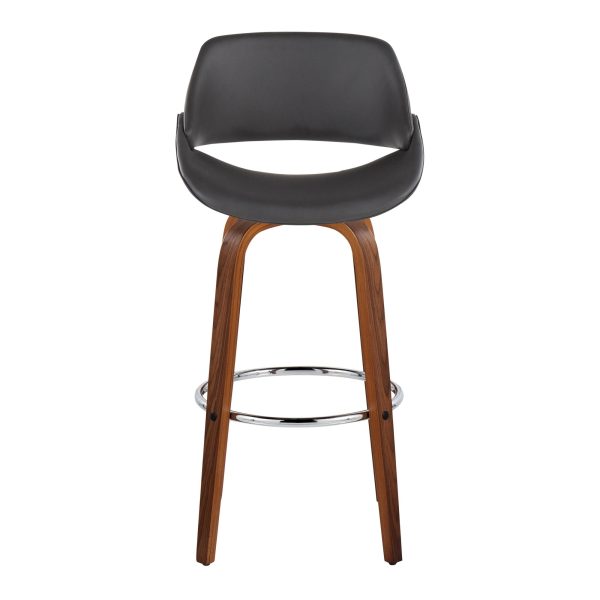 Fabrico 30 Mid Century Swivel Barstools Walnut and Grey Set of 2 Set of 2 7