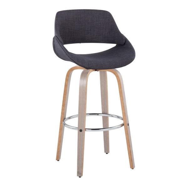 Fabrico 30 Mid Century Swivel Barstools in Charcoal Fabric Set of 2 Set of 2 3