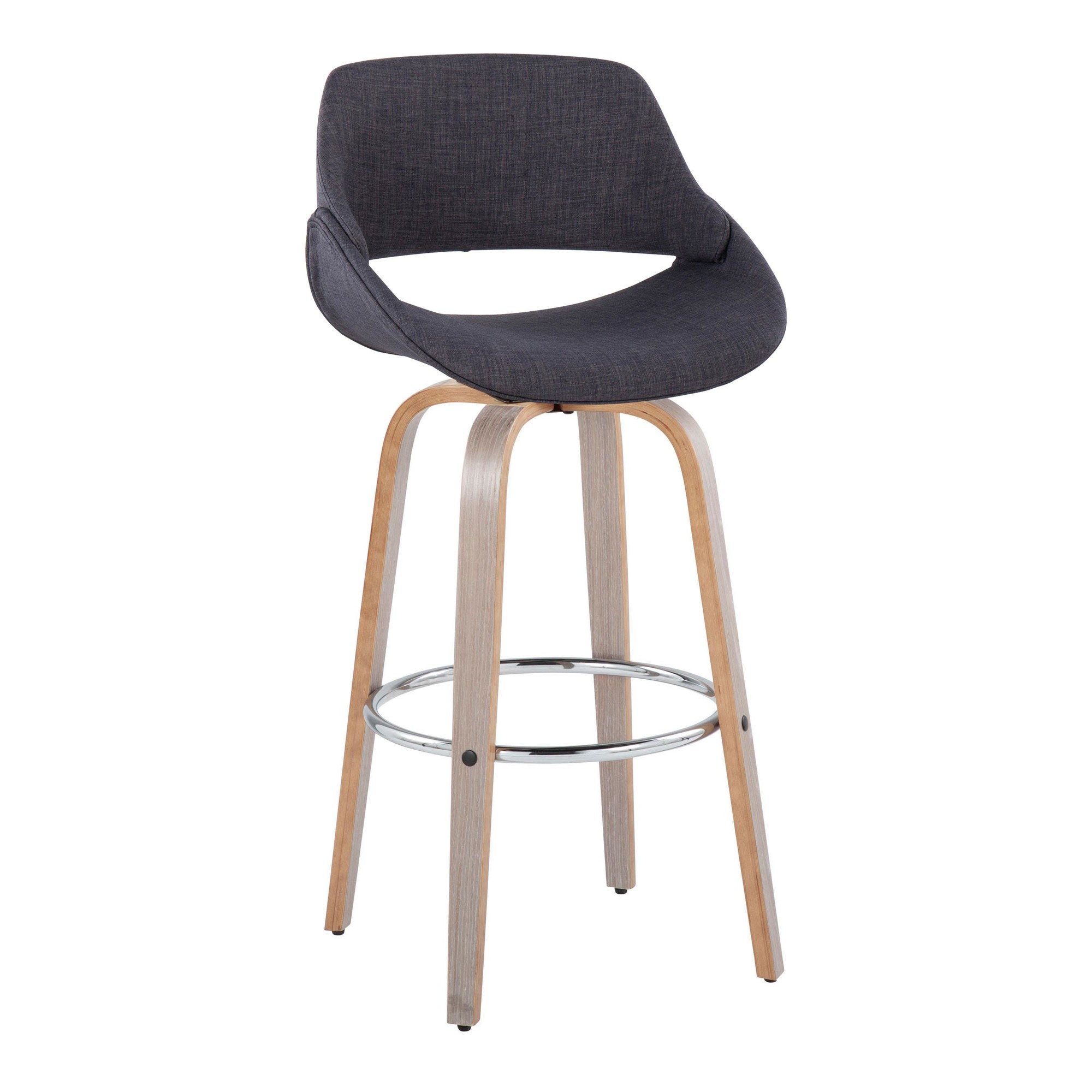 Fabrico 30" Mid-Century Swivel Barstools in Charcoal Fabric (Set of 2) (Set of 2) 4 Fabrico 30" Mid-Century Swivel Barstools in Charcoal Fabric (Set of 2) (Set of 2) - Image 4