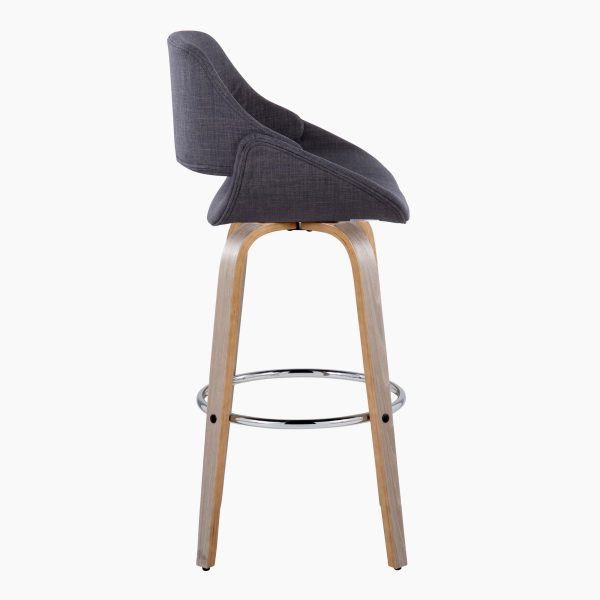 Fabrico 30 Mid Century Swivel Barstools in Charcoal Fabric Set of 2 Set of 2 4