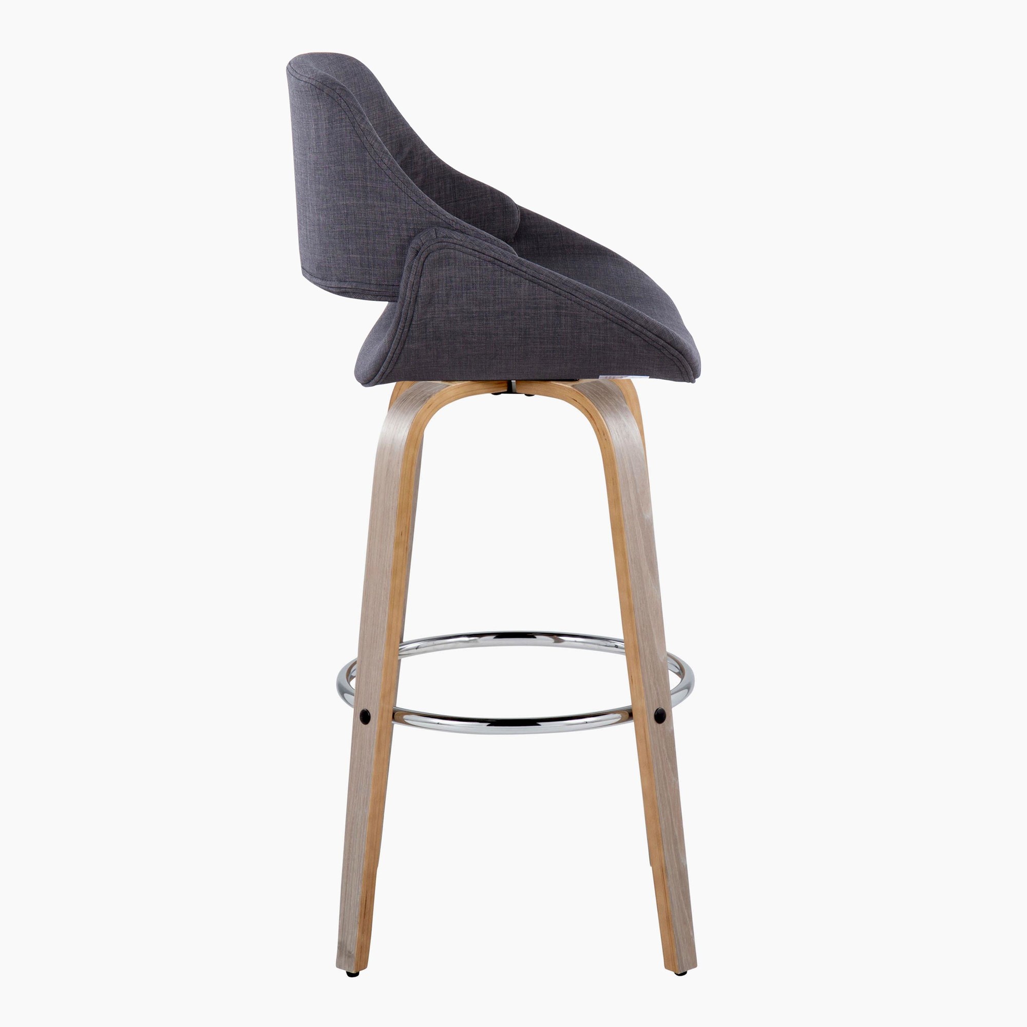 Fabrico 30" Mid-Century Swivel Barstools in Charcoal Fabric (Set of 2) (Set of 2) 5 Fabrico 30" Mid-Century Swivel Barstools in Charcoal Fabric (Set of 2) (Set of 2) - Image 5