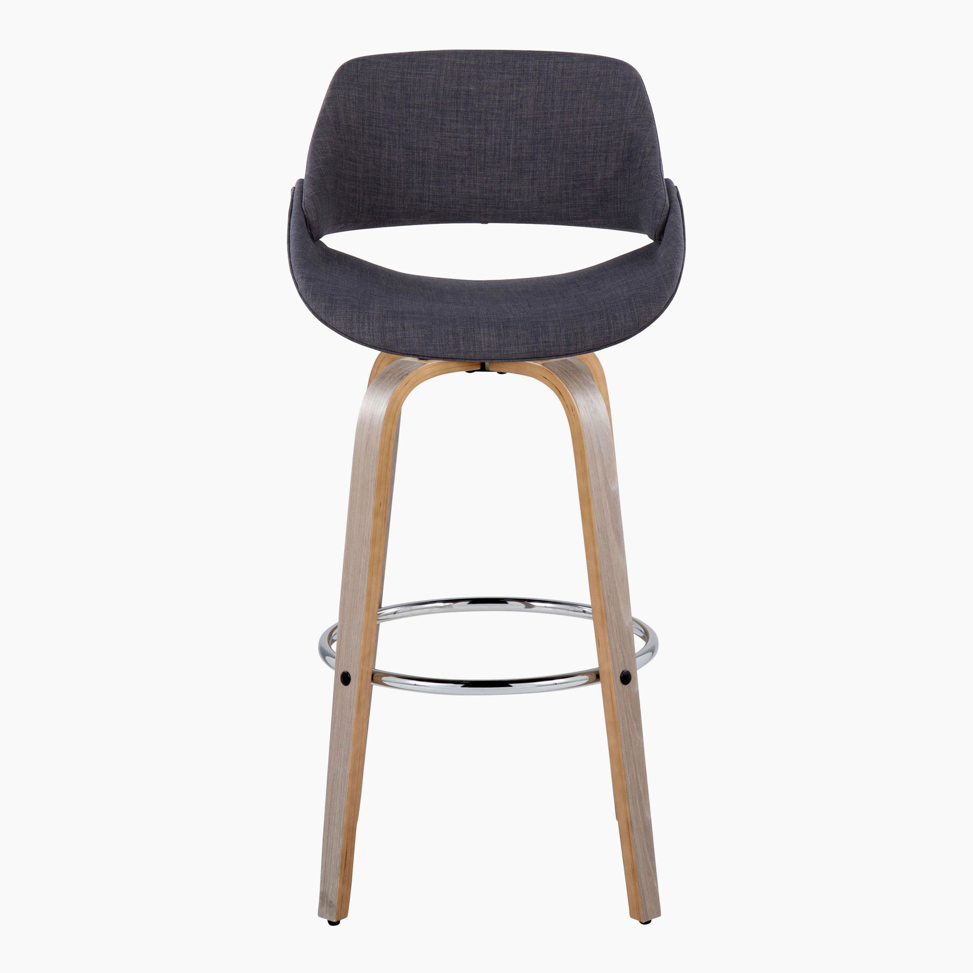 Fabrico 30" Mid-Century Swivel Barstools in Charcoal Fabric (Set of 2) (Set of 2) 8 Fabrico 30" Mid-Century Swivel Barstools in Charcoal Fabric (Set of 2) (Set of 2) - Image 8